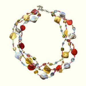 Gorgeous Colorful Glass Beaded Necklace w/adjustable notches for comfort